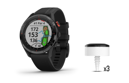 Garmin Approach S62 Bundle, montre connectée de golf GPS et télémètre noirs avec capteurs CT10 (010-02200-02)