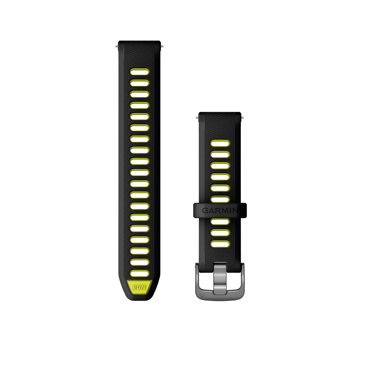 Bracelets à dégagement rapide Garmin (18 mm) noir/jaune avec matériel en ardoise 