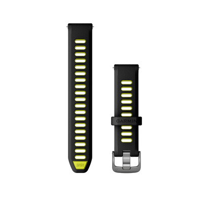 Bracelets à dégagement rapide Garmin (18 mm) noir/jaune avec matériel en ardoise 