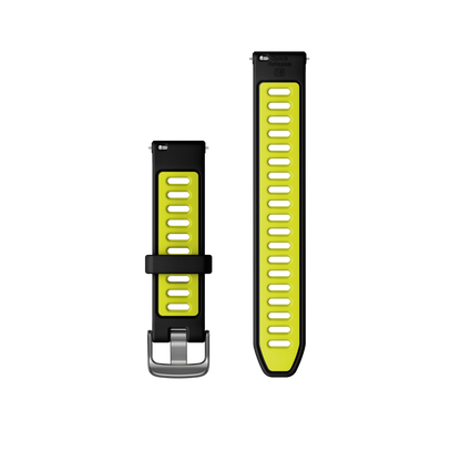 Bracelets à dégagement rapide Garmin (18 mm) noir/jaune avec matériel en ardoise 