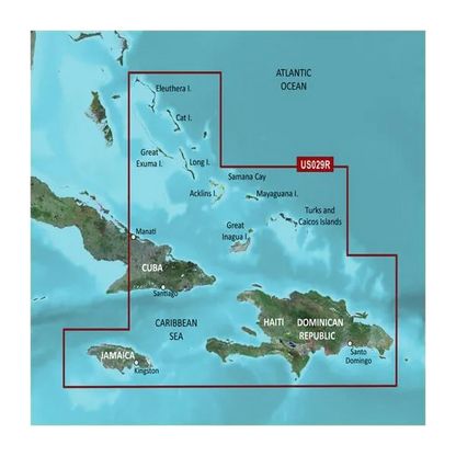 Cartes côtières Garmin du sud des Bahamas BlueChart g3 Vision | VUS029R | microSD/SD