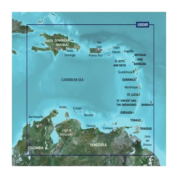 Cartes Garmin des Caraïbes et de la côte sud-est BlueChart g3 Vision | VUS030R | microSD/SD (010-C0731-00)