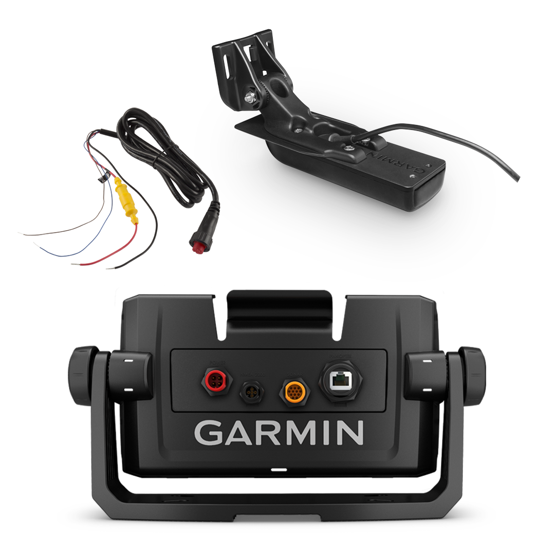 Kit bateau Garmin ECHOMAP UHD 9Xsv, comprenant une sonde GT56HW-TM, un câble d'alimentation et un support (020-00200-23)