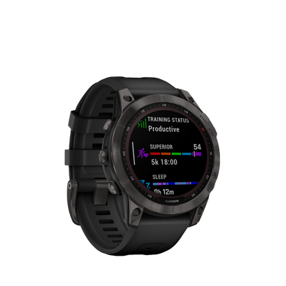 Garmin fenix 7 Sapphire Solar - Carbon Gray DLC Titanium with Black Band (010-02540-20)