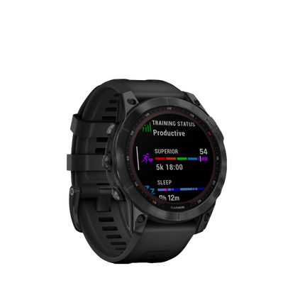 Garmin fenix 7 Sapphire Solar, titane DLC noir avec bracelet noir (010-02540-34)