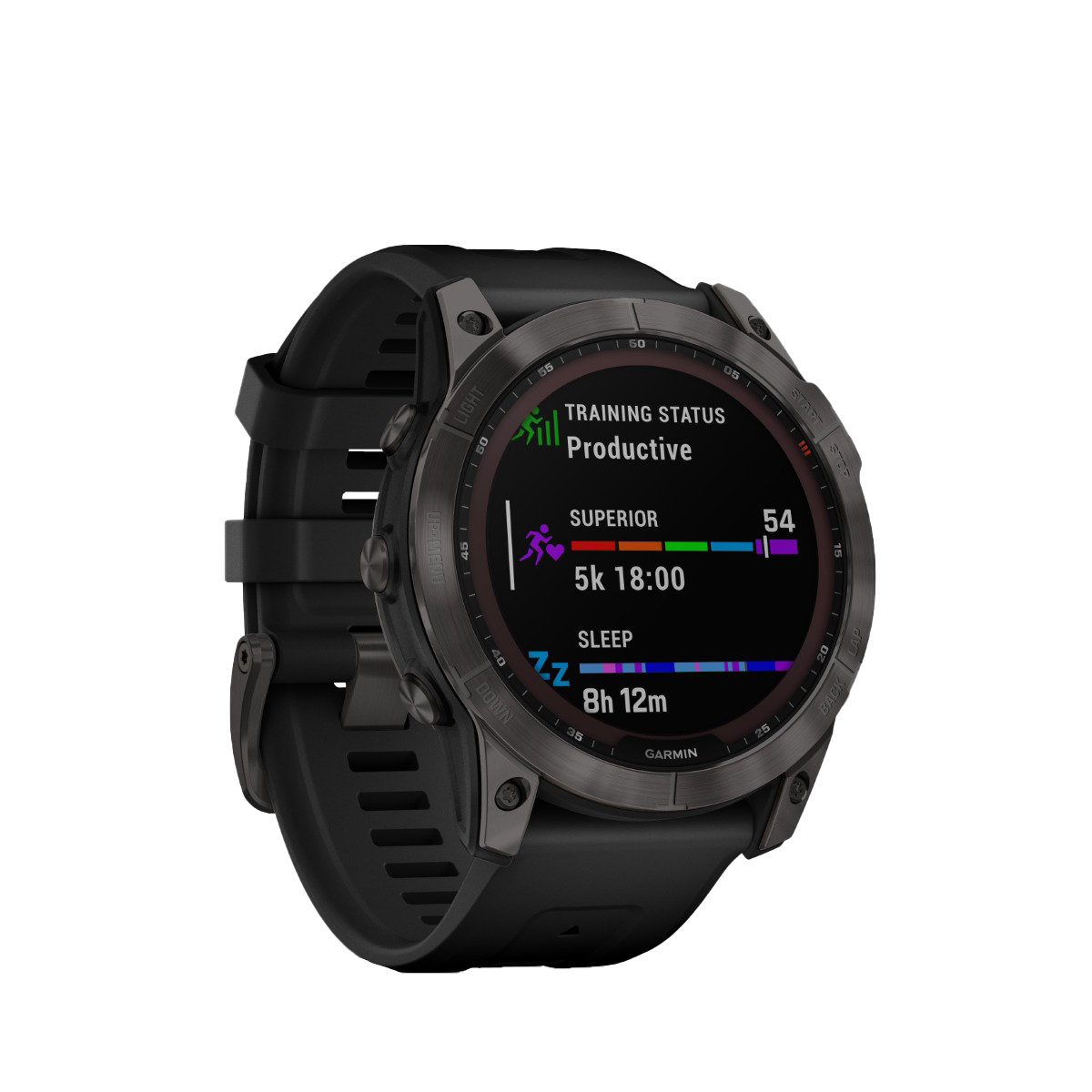 Garmin Fenix ​​7X Sapphire Solar - Gris carbone DLC Titanium avec bracelet noir (010-02541-10)