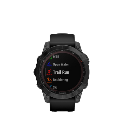 Garmin Fenix 7 Sapphire Solar, Black Titanium with Black Band (Garmin Certified Refurbished)