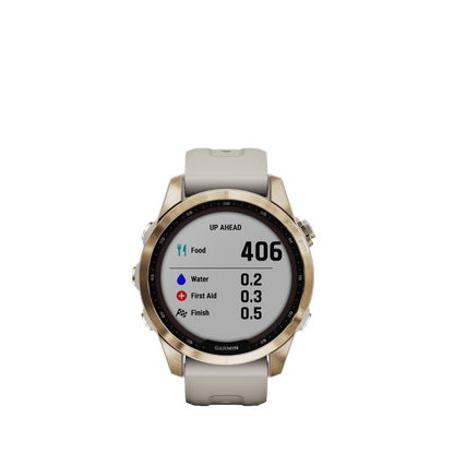 Garmin fenix 7S Sapphire Solar - Titane doré crème avec bracelet sable clair (010-02539-20)