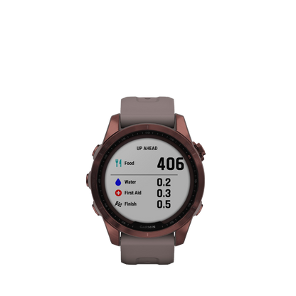 Garmin fenix 7S Sapphire Solar - Bronze foncé titane avec bracelet gris schiste (010-02539-28)