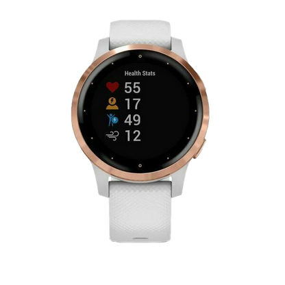 Garmin Vivoactive 4S, lunette dorée avec bracelet en silicone blanc, montre connectée GPS (reconditionnée certifiée Garmin)