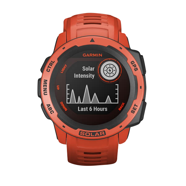 Garmin Instinct Solar, Flame Red, Rugged GPS Smartwatch (Garmin Certified Refurbished)