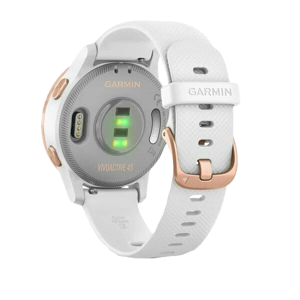 Garmin Vivoactive 4S, lunette dorée avec bracelet en silicone blanc, montre connectée GPS (reconditionnée certifiée Garmin)