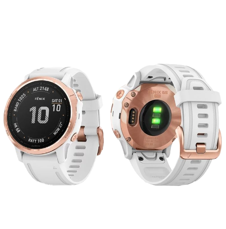 Garmin fenix 6S Pro, Rose Gold Bezel with White Band, GPS Smartwatch (Garmin Certified Refurbished)