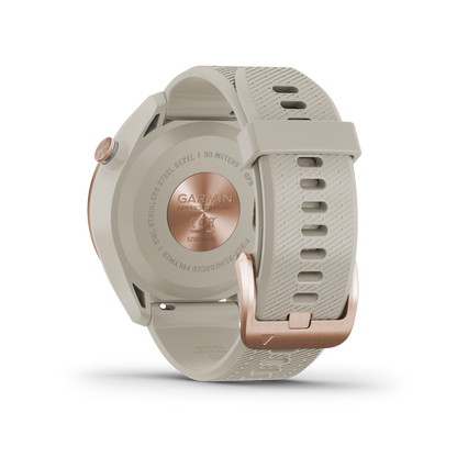 Garmin Approach S42, or rose avec bracelet sable clair, montre intelligente GPS de golf et télémètre (010-02572-12)