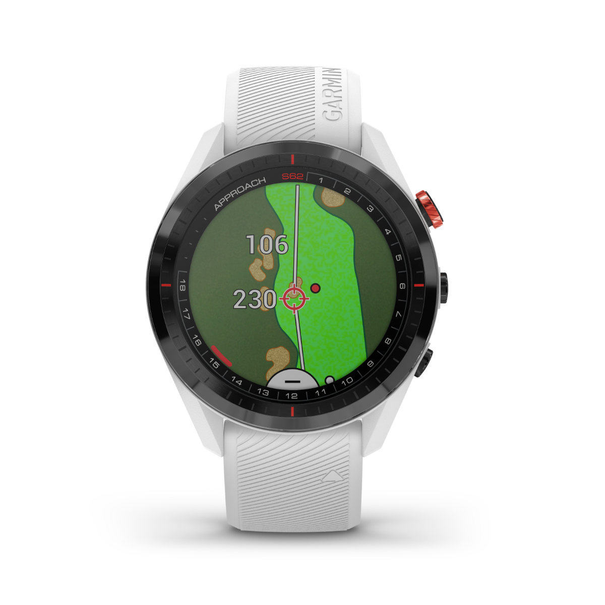 Garmin Approach S62, Blanc, Montre GPS connectée de golf et télémètre (010-02200-01)