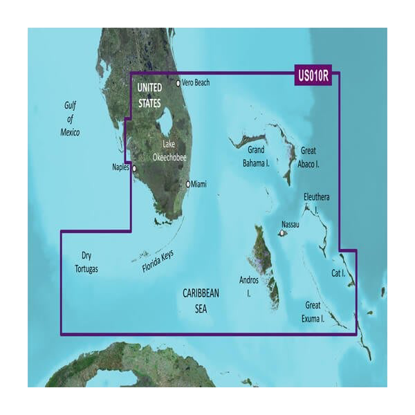 Cartes côtières Garmin des États-Unis, du sud de la Floride et du nord des Bahamas BlueChart g3 Vision | VUS010R | microSD/SD