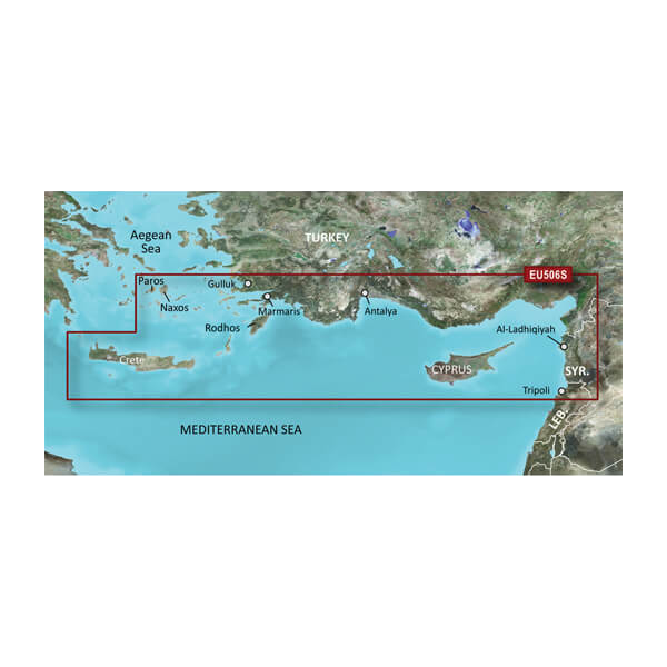 Garmin Eastern Mediterranean, Crete to Cyprus Charts BlueChart g3 Vision | VEU506S | microSD/SD (010-C0850-00)