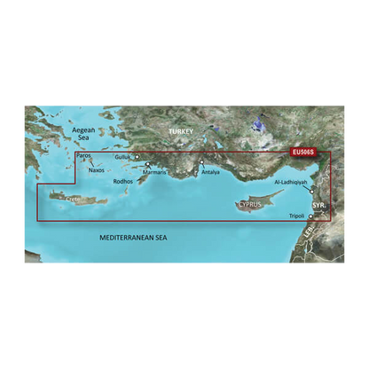 Garmin Eastern Mediterranean, Crete to Cyprus Charts BlueChart g3 Vision | VEU506S | microSD/SD (010-C0850-00)