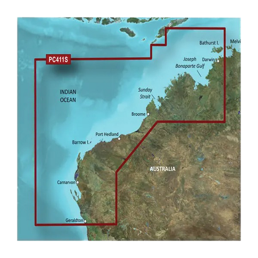 Garmin Australia, Geraldton to Darwin Coastal Charts BlueChart g3 Vision | VPC411S | microSD/SD (010-C0869-00)