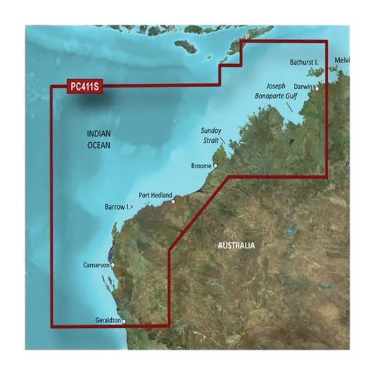 Garmin Australia, Geraldton to Darwin Coastal Charts BlueChart g3 | HXPC411S | microSD/SD (010-C0869-20)