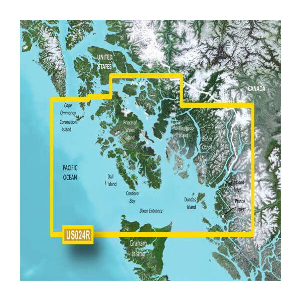 Cartes côtières Garmin US, Alaska, de Wrangell à Dixon Entrance BlueChart g3 Vision | VUS024R | microSD/SD