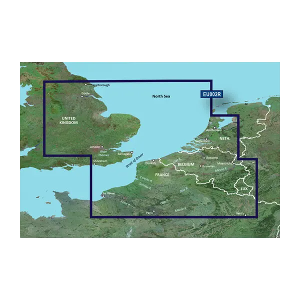 Cartes Garmin de la Grande-Bretagne du Sud-Est à la Belgique et au Luxembourg BlueChart g3 Vision | VEU002R | microSD/SD