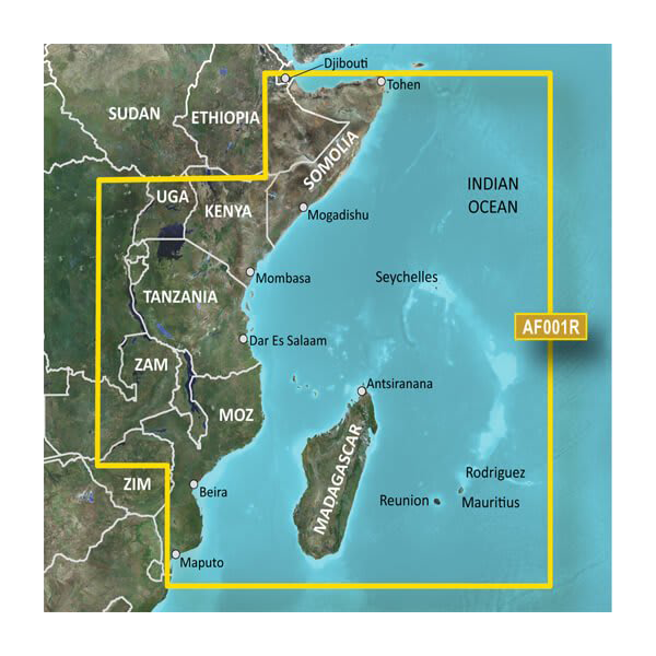 Cartes Garmin Afrique, côtes orientales et intérieures BlueChart g3 Vision | VAF001R | microSD/SD (010-C0747-00)