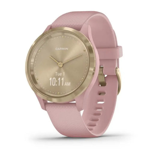 Garmin Vívomove 3S Lunette en acier inoxydable doré clair avec boîtier rose poudré et bracelet en silicone (remis à neuf certifié Garmin) 