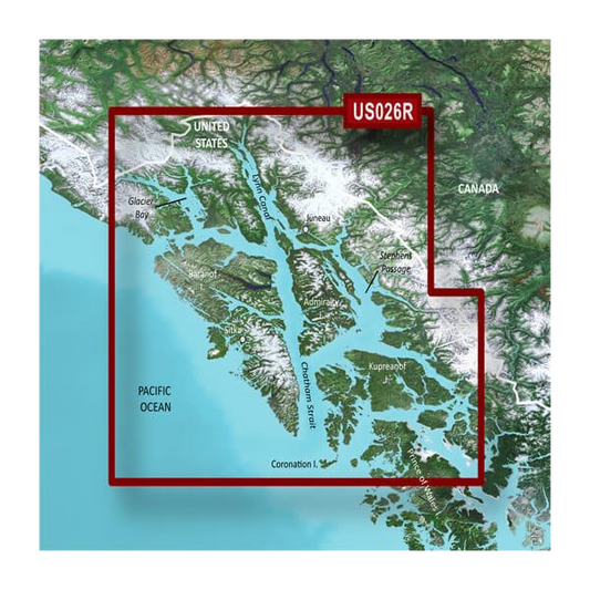 Cartes côtières Garmin des États-Unis, de l'Alaska, de Wrangell à Juneau-Sitka BlueChart g3 Vision | VUS026R | microSD/SD