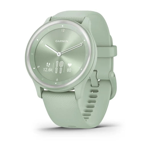 Étui et bracelet en silicone Cool Mint pour Garmin Vívomove Sport avec accents argentés (reconditionné certifié Garmin) 