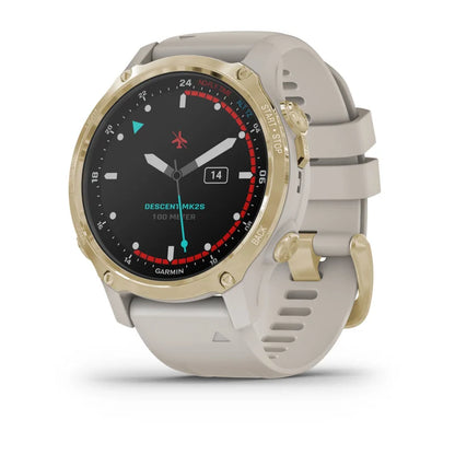 Garmin Descent Mk2S Light Gold avec bracelet en silicone Light Sand (reconditionné certifié Garmin)