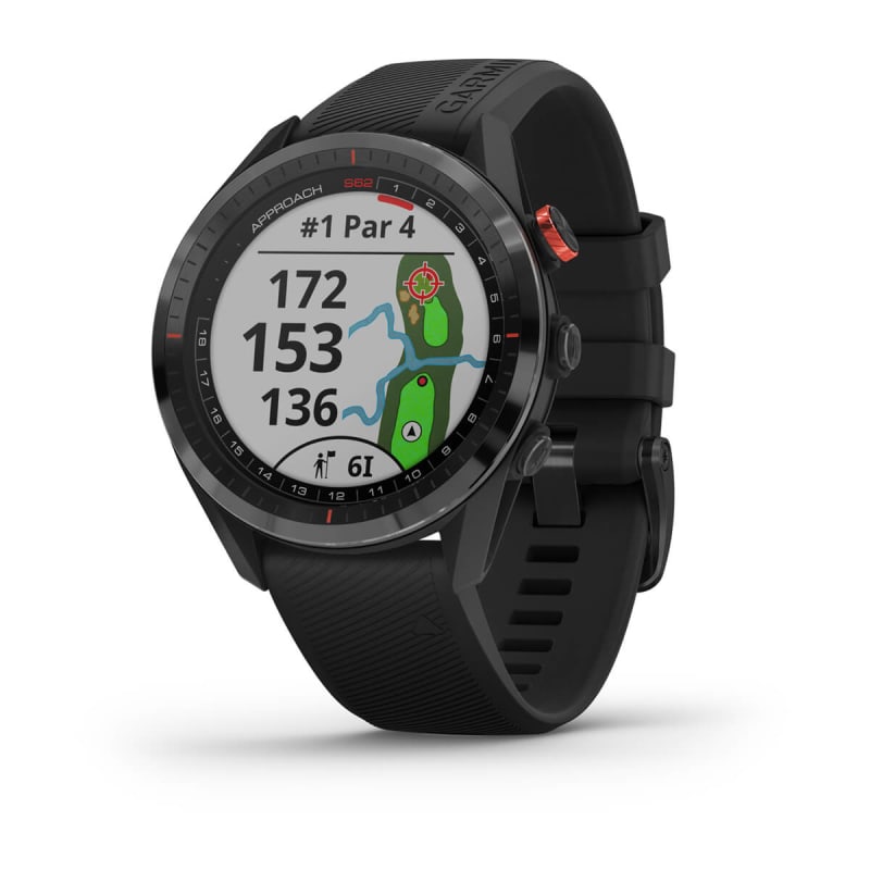 Garmin Approach S62 Lunette en céramique noire avec bracelet en silicone noir (remis à neuf certifié Garmin)