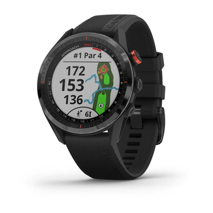 Garmin Approach S62 Lunette en céramique noire avec bracelet en silicone noir (remis à neuf certifié Garmin)