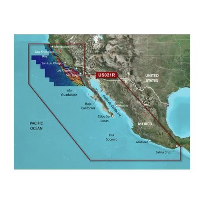 Garmin U.S., Mendocino, CA to Salina Cruz, MX Coastal Charts BlueChart g3 Vision | VUS021R | microSD/SD