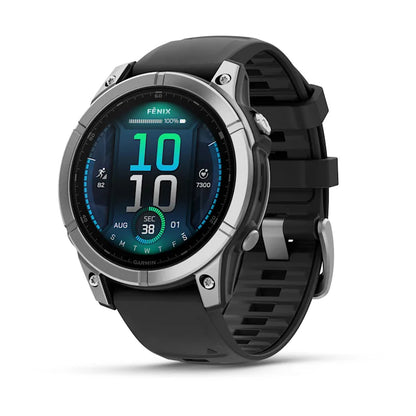 Garmin Fenix E, 47 mm AMOLED, Stainless Steel with Black Silicone Band (010-03025-02)