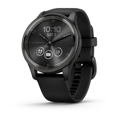 Garmin Vívomove Trend Slate Lunette en acier inoxydable avec boîtier noir et bracelet en silicone (remis à neuf certifié Garmin) 