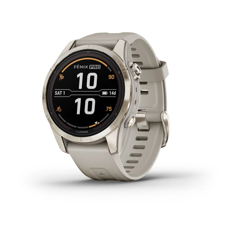 Garmin Fenix 7S Pro Sapphire Solar, Soft Gold with Light Sand Band (010-02776-14)