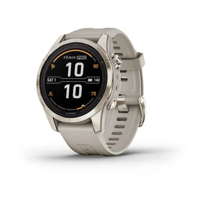 Garmin Fenix 7S Pro Sapphire Solar, Soft Gold with Light Sand Band (010-02776-14)