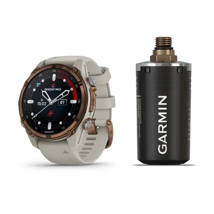 Garmin Descent Mk3i, 43 mm Bronze PVD Titanium with French Gray Silicone Band and Descent T2 Transceiver