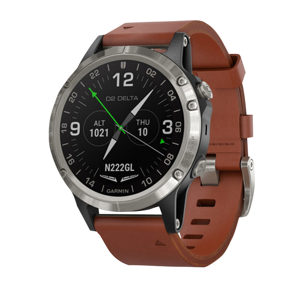 Garmin D2 Delta Aviator, Brown Leather Band, GPS Smartwatch for Pilots (010-01988-30)