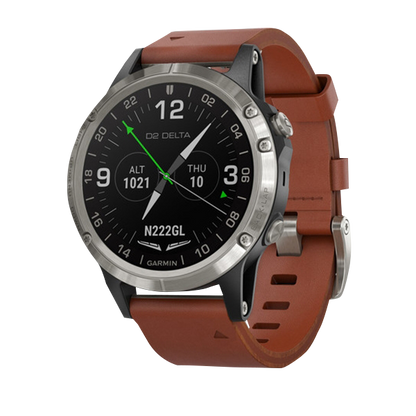 Garmin D2 Delta Aviator, Brown Leather Band, GPS Smartwatch for Pilots (010-01988-30)