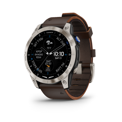 Garmin D2 Mach 1, Oxford Brown Leather Band, GPS Aviation Smartwatch for Pilots (010-02582-54)