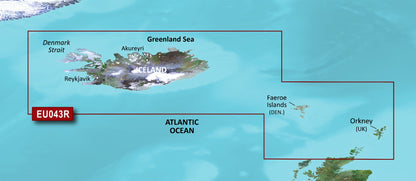 Garmin Iceland to Orkney Coastal Charts BlueChart g3 Vision | VEU043R | microSD/SD
