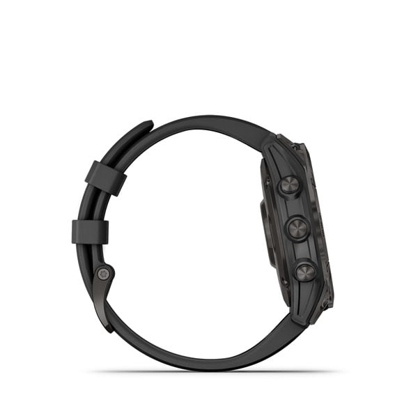 Garmin Fēnix 7 Sapphire Solar Sapph Solar, gris carbone DLC titane avec bracelet noir (remis à neuf certifié Garmin)