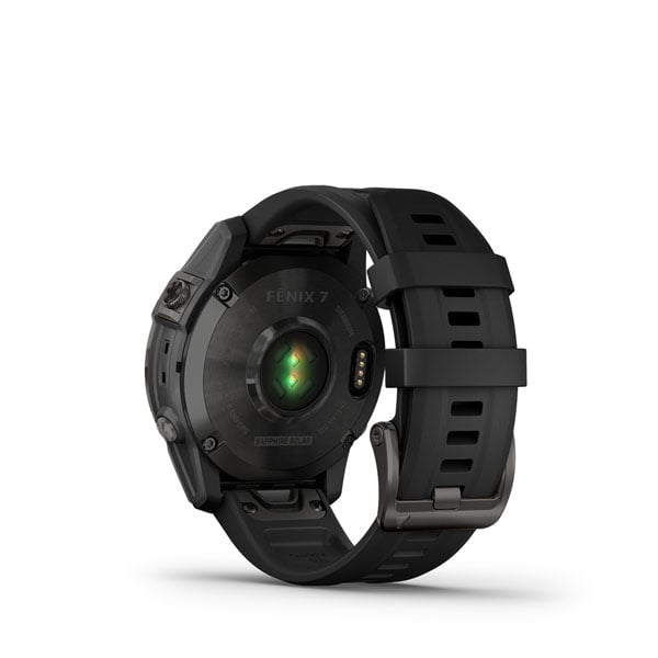 Garmin Fēnix 7 Sapphire Solar Sapph Solar, gris carbone DLC titane avec bracelet noir (remis à neuf certifié Garmin)