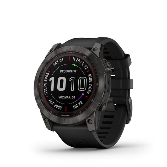 Garmin Fenix 7X Sapphire Solar, Carbon Gray Titanium with Black Band (Garmin Certified Refurbished)