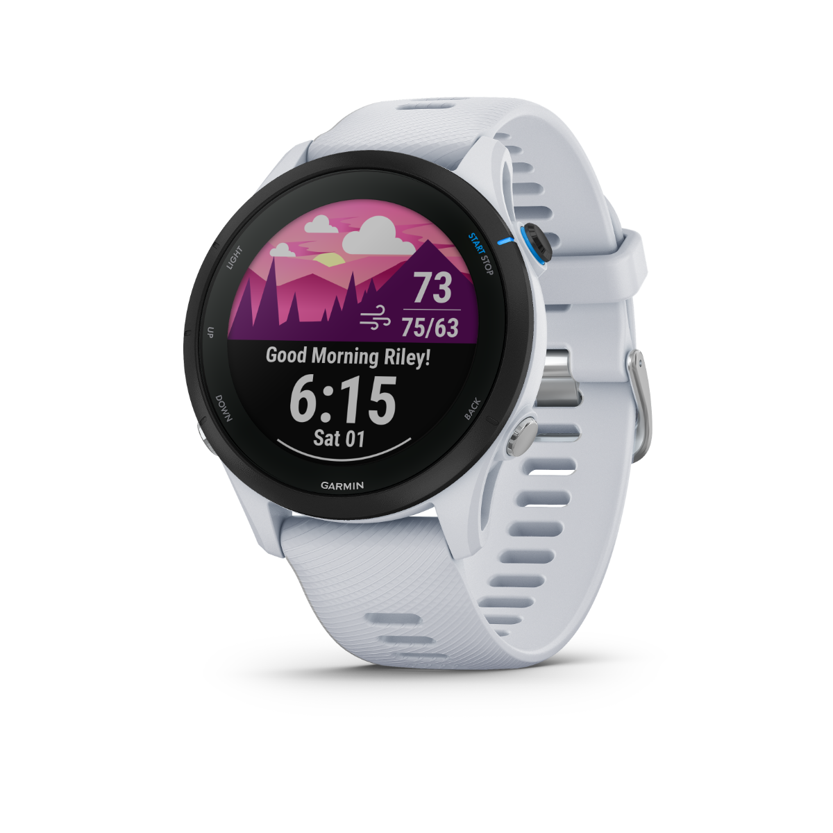 Garmin Forerunner 255 Music, Whitestone, montre connectée GPS de fitness haut de gamme pour coureurs (010-02641-21)