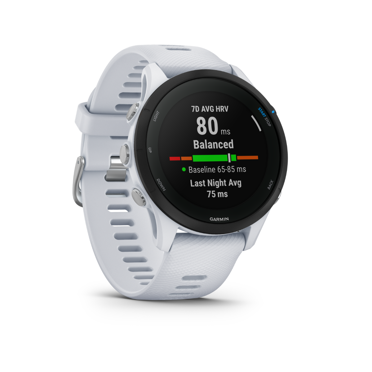 Garmin Forerunner 255 Music, Whitestone, montre connectée GPS de fitness haut de gamme pour coureurs (010-02641-21)