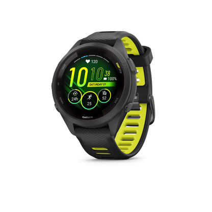 Garmin Forerunner 265S - Lunette et boîtier noirs avec bracelet en silicone noir/jaune 