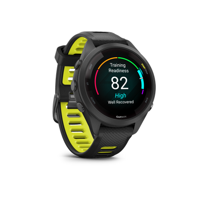 Garmin Forerunner 265S - Lunette et boîtier noirs avec bracelet en silicone noir/jaune 